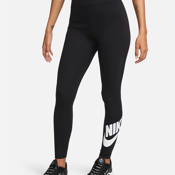 Nike Women's Black and White Logo Leggings - Picture 1 of 5